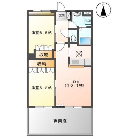 ウィステリア ドゥオ(2LDK/1階)の間取り写真