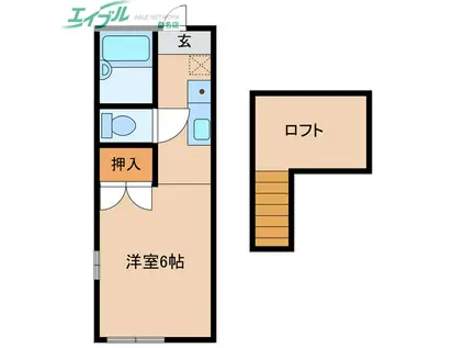 青葉公園(ワンルーム/2階)の間取り写真