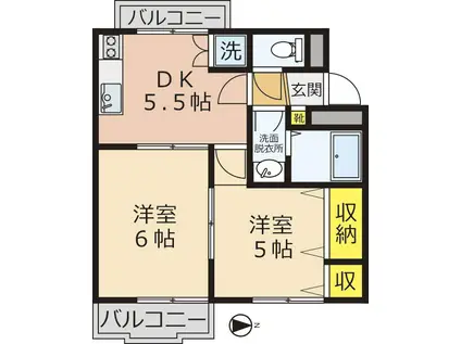 ビレッジハイム(2DK/1階)の間取り写真