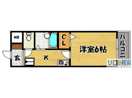 プラザコウエイII(1K/1階)の間取り写真