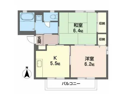 リバティガーデン C(2K/2階)の間取り写真