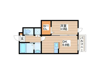 プログレス富沢南II(1DK/1階)の間取り写真