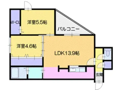 ガルボ新札幌(2LDK/2階)の間取り写真