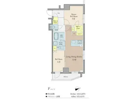 クレストコート世田谷松原(2LDK/2階)の間取り写真