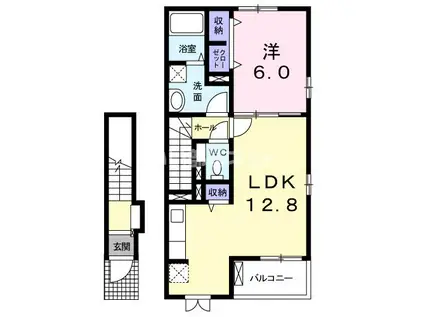 アルカディア藤阪(1LDK/2階)の間取り写真