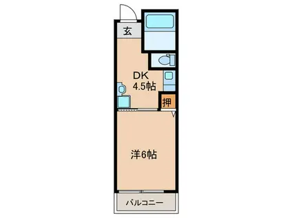 造住マンション(1DK/2階)の間取り写真