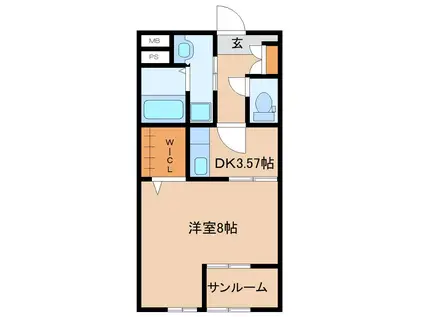 REST森山A(1DK/2階)の間取り写真