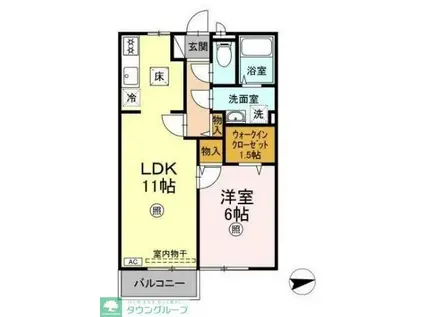 クレッセント・ガーデン(1LDK/1階)の間取り写真