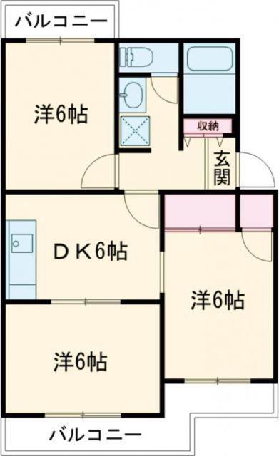 デイブレイク(3DK/3階)の間取り写真