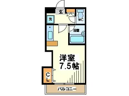 ディファレンス調布(1K/1階)の間取り写真