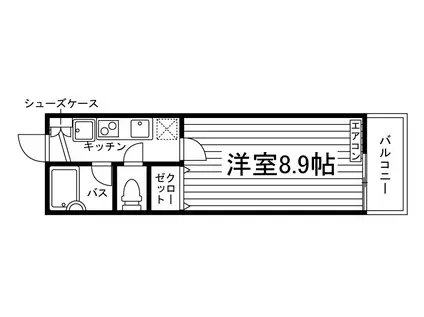 プレミールII(1K/1階)の間取り写真