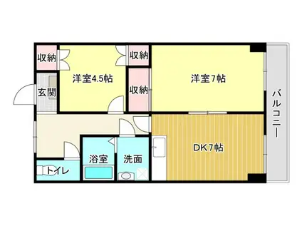 アーバンシティ上浅田(2DK/2階)の間取り写真