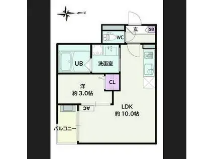 JACK MOTOSHIBATAHIGASHII(1LDK/3階)の間取り写真
