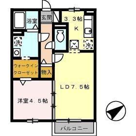 アンビシャス(1LDK/1階)の間取り写真