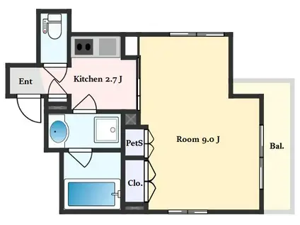 メテオレジデンス三軒茶屋(1K/4階)の間取り写真