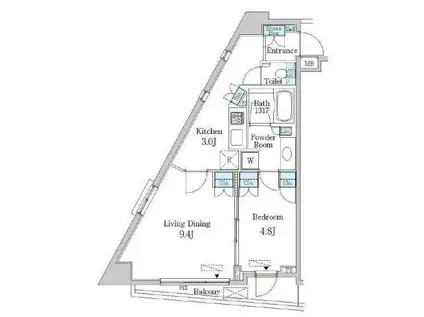 クインテット恵比寿(1LDK/6階)の間取り写真