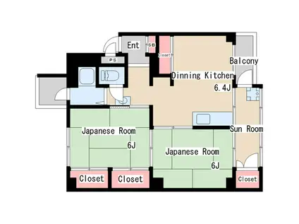五位ノ池南ビル1号棟(2DK/5階)の間取り写真