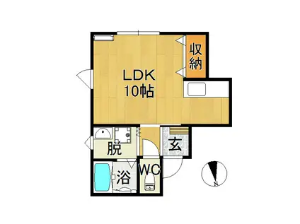 ハーモニー富士見(ワンルーム/2階)の間取り写真