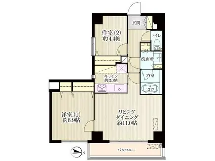 アリビオテラス芦花公園(2LDK/6階)の間取り写真