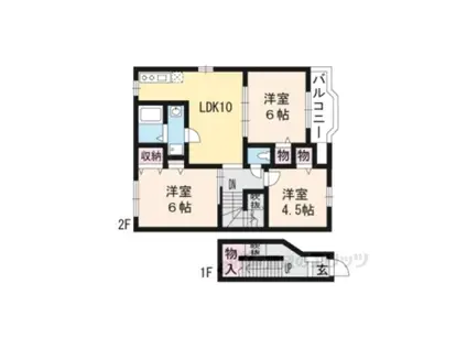 フォレスタ千丈(3LDK/2階)の間取り写真