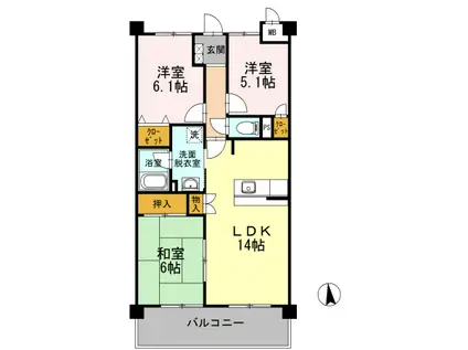 ヴォーリバージュIII(3LDK/3階)の間取り写真