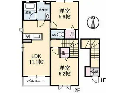 シャーメゾンジュア(2LDK/2階)の間取り写真