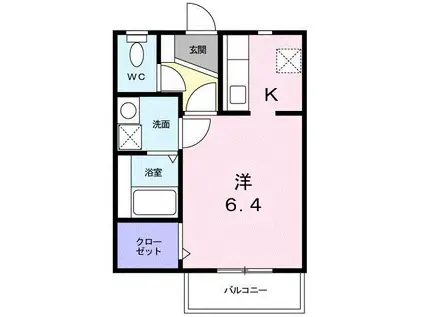 グリーンヒルズII(1K/2階)の間取り写真