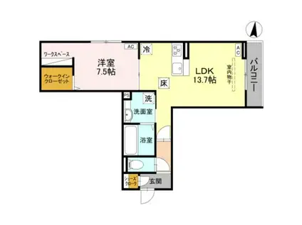 RUBER COURT(1LDK/3階)の間取り写真