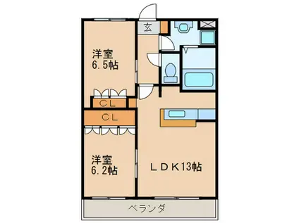 ラ・ウィンクル(2LDK/2階)の間取り写真