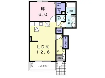 ＪＲ草津線 手原駅 徒歩7分 2階建 築12年(1LDK/1階)の間取り写真