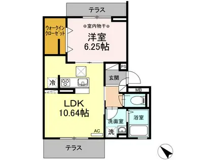 ヴァールハイト(1LDK/1階)の間取り写真