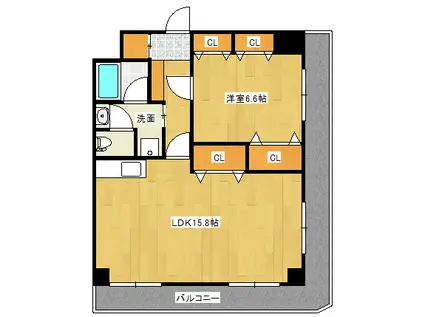 エスポワール新潟(1LDK/4階)の間取り写真