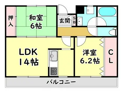エテルノI(2LDK/1階)の間取り写真