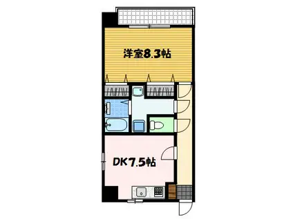 サンロイヤル(1DK/10階)の間取り写真