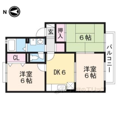 シャルムますだB棟(3DK/2階)の間取り写真