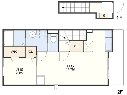 ラ・メール三重1番館(1LDK/2階)の間取り写真