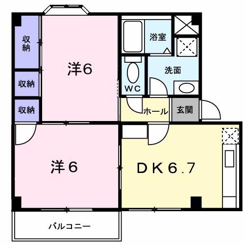 プラドール真砂A(2DK/2階)の間取り写真
