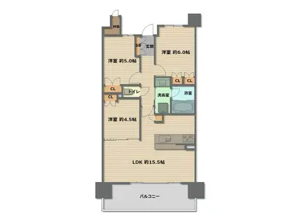 ロジュマンタワー梅田(3LDK/16階)の間取り写真
