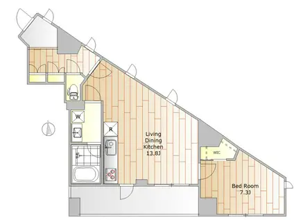 マンション鷹番(1LDK/3階)の間取り写真