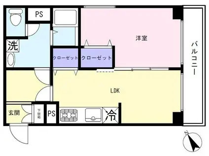 築地武蔵野マンション(1LDK/8階)の間取り写真