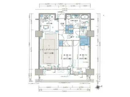 プラウドタワー芝浦(2LDK/23階)の間取り写真