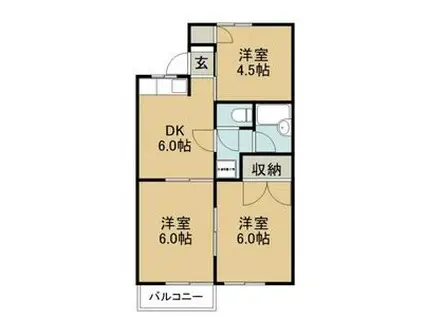 ノーブル三ツ谷(3DK/2階)の間取り写真