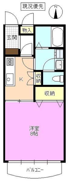 レジデンスヤマシチ D(1K/1階)の間取り写真