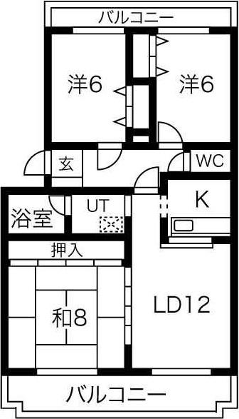 メゾンT&T(3LDK/3階)の間取り写真