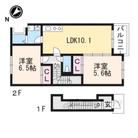 アンソレイエ(2LDK/2階)の間取り写真