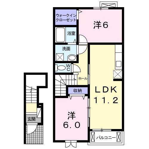 サンヴィレッジ(2LDK/2階)の間取り写真