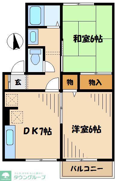 桜ハイツ(2DK/1階)の間取り写真