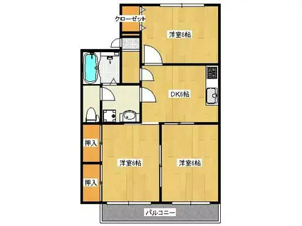 セジュール高崎 A・B棟(3DK/2階)の間取り写真