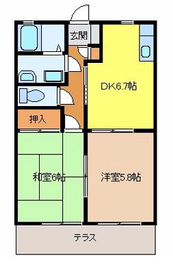 フォルステン・ドルフ A棟(2DK/2階)の間取り写真