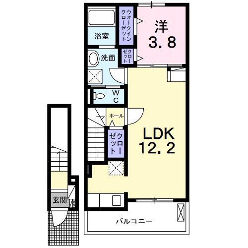 サウス・アデリーヌ(1LDK/2階)の間取り写真